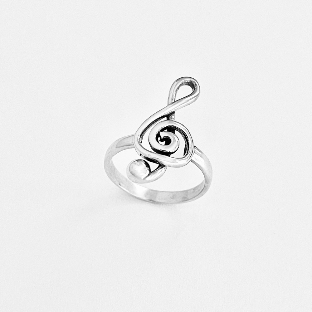 Sterling Silver Music Note Ring, Clef Notes, Silv… - image 5